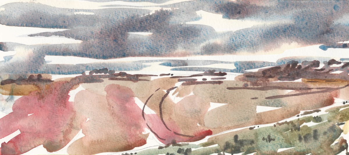 watercolour painting of Blackstone Edge