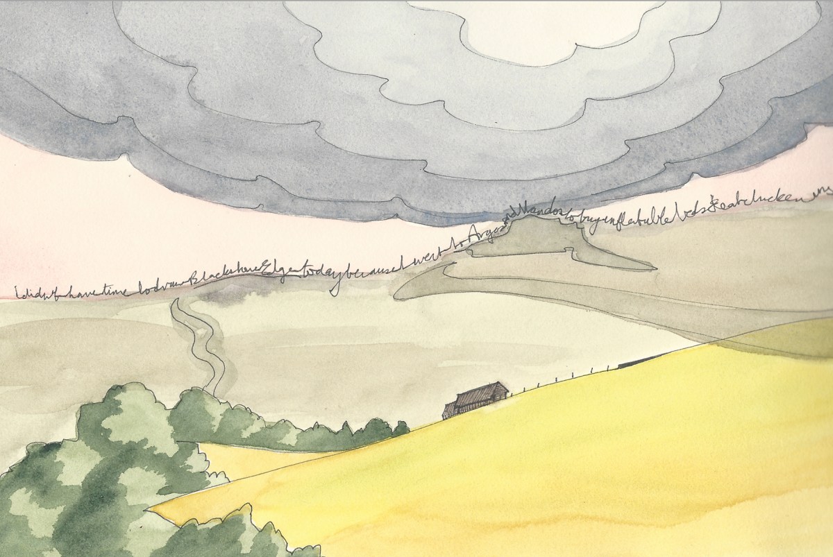 Watercolour and pigment liner painting of Blackstone Edge